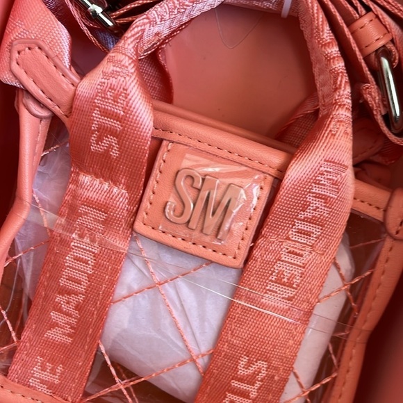 Brand New Steve Madden 2-Piece Set Mini & Micro Crossbody Purse Clear Coral - Picture 13 of 14